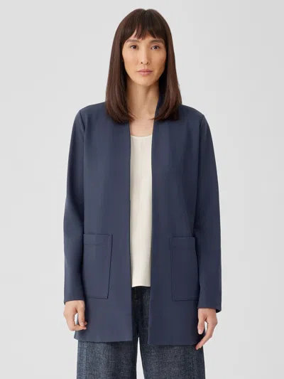 Eileen Fisher Washable Flex Ponte High Collar Jacket In Blue