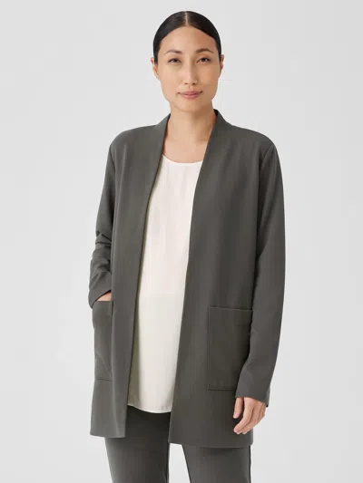 Eileen Fisher Washable Flex Ponte High Collar Jacket In Gray