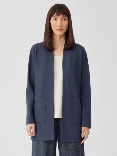 Eileen Fisher Washable Flex Ponte High Collar Jacket In Ocean
