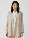 Eileen Fisher Washable Flex Ponte High Collar Jacket In Neutral