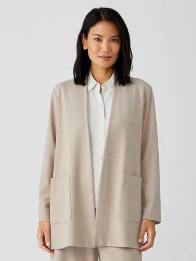 Eileen Fisher Washable Flex Ponte High Collar Jacket In Neutral
