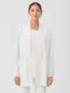 Eileen Fisher Washable Flex Ponte High Collar Jacket In White