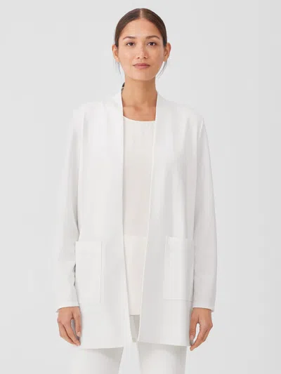 Eileen Fisher Washable Flex Ponte High Collar Jacket In White