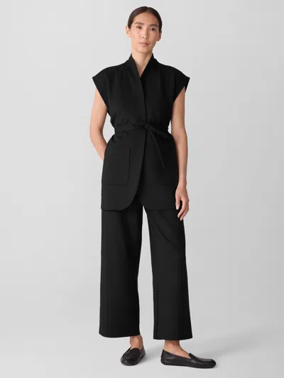 Eileen Fisher Washable Flex Ponte High Collar Vest In Black