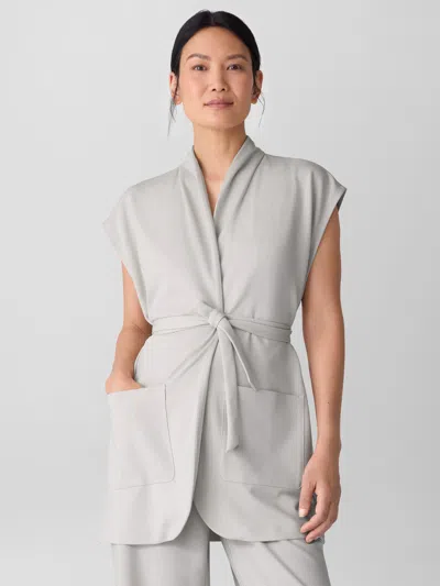 Eileen Fisher Washable Flex Ponte High Collar Vest In Chalk