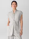 Eileen Fisher Washable Flex Ponte High Collar Vest In Gray