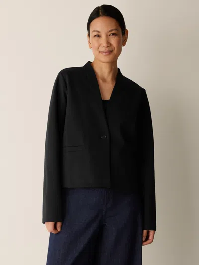 Eileen Fisher Washable Flex Ponte High Neck Jacket In Black