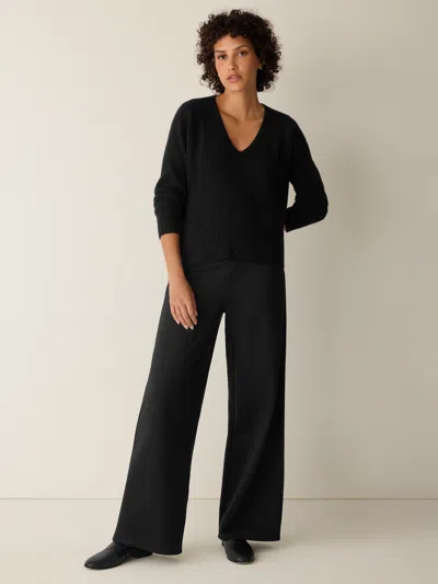 Eileen Fisher Washable Flex Ponte High Waisted Wide-leg Pant In Black