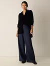 Eileen Fisher Washable Flex Ponte High Waisted Wide-leg Pant In Blue