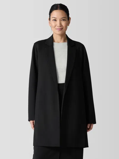 Eileen Fisher Washable Flex Ponte Long Blazer In Black