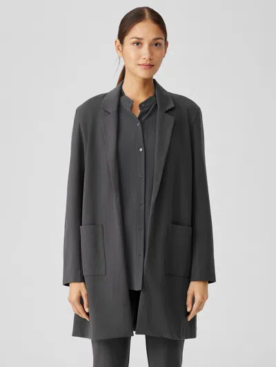 Eileen Fisher Washable Flex Ponte Long Blazer In Black