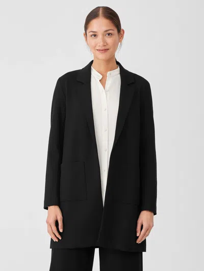 Eileen Fisher Washable Flex Ponte Long Blazer In Black