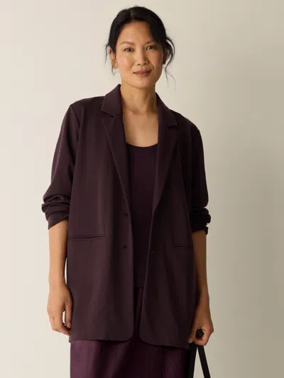 Eileen Fisher Washable Flex Ponte Long Blazer In Burgundy