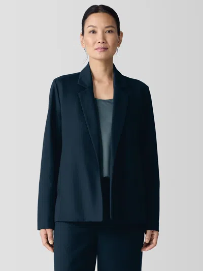 Eileen Fisher Washable Flex Ponte Notch Collar Blazer In Blue