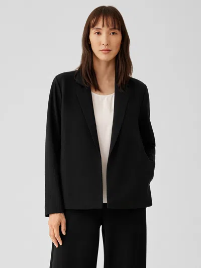 Eileen Fisher Washable Flex Ponte Notch Collar Blazer In Black