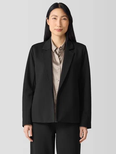 Eileen Fisher Washable Flex Ponte Notch Collar Blazer In Black