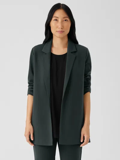 Eileen Fisher Washable Flex Ponte Notch Collar Long Blazer In Ivy