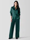 Eileen Fisher Washable Flex Ponte Pintuck Wide Pant In Green