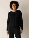 Eileen Fisher Washable Flex Ponte Round Neck Jacket In Black