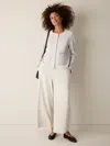Eileen Fisher Washable Flex Ponte Round Neck Jacket In White