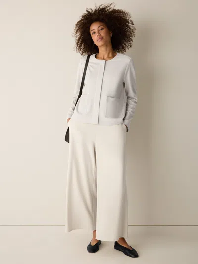 Eileen Fisher Washable Flex Ponte Round Neck Jacket In Papyrus
