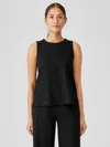 Eileen Fisher Washable Flex Ponte Round Neck Tank In Black
