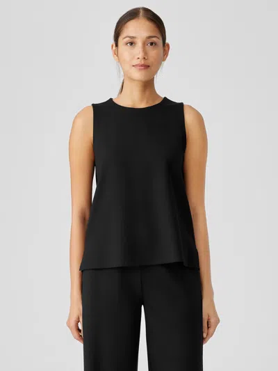 Eileen Fisher Washable Flex Ponte Round Neck Tank In Black