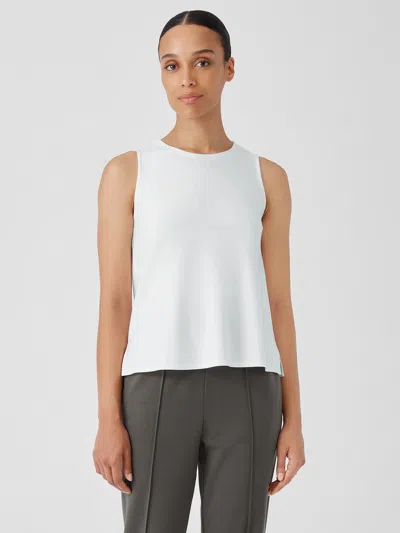 Eileen Fisher Washable Flex Ponte Round Neck Tank In White