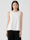 Eileen Fisher Washable Flex Ponte Round Neck Tank In White