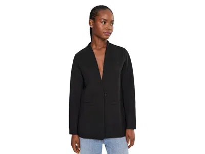 Eileen Fisher Washable Flex Ponte Shaped Blazer Women's Jacket Black: Lg, Elastane/lyocell/nylon