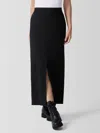 Eileen Fisher Petite Washable Stretch Crepe Midi Skirt In Black