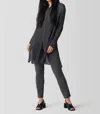 Eileen Fisher Washable Flex Ponte Slim Pant In Ebony In Grey