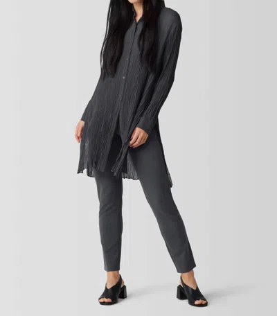 Eileen Fisher Washable Flex Ponte Slim Pant In Ebony In Grey