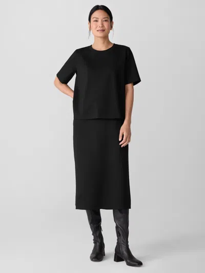 Eileen Fisher Washable Flex Ponte Straight Skirt In Black
