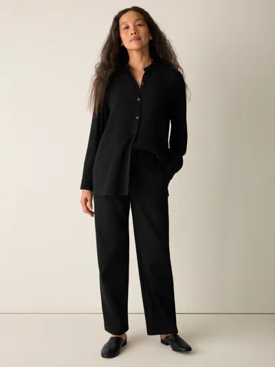 Eileen Fisher Washable Flex Ponte Straight Trouser Pant In Black