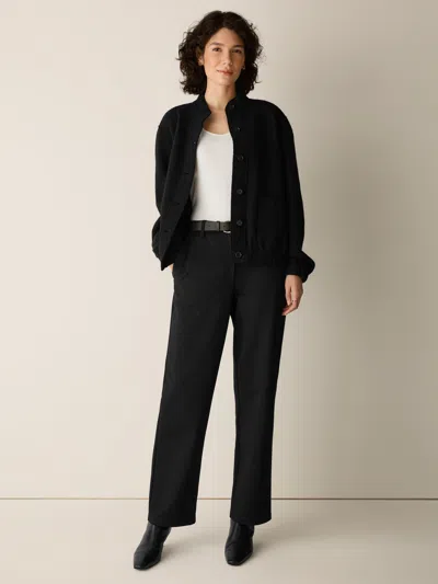 Eileen Fisher Washable Flex Ponte Straight Trouser Pant In Black