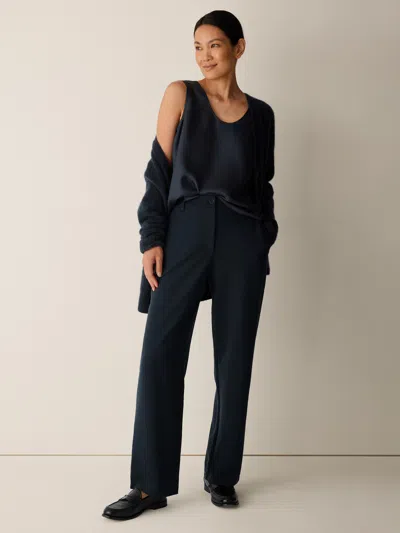 Eileen Fisher Washable Flex Ponte Straight Trouser Pant In Maritime