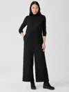 Eileen Fisher Washable Flex Ponte V-neck Jumpsuit In Black