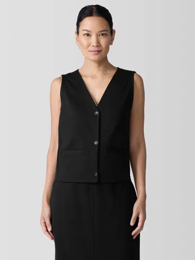 Eileen Fisher Washable Flex Ponte Vest In Black