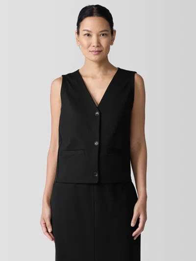 Eileen Fisher Washable Flex Ponte Vest In Black