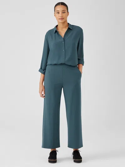 Eileen Fisher Washable Flex Ponte Wide-leg Pant In Blue