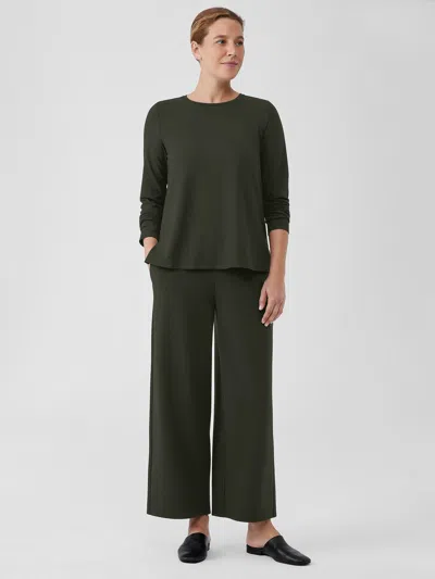 Eileen Fisher Washable Flex Ponte Wide-leg Pant In Green
