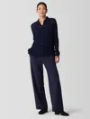 Eileen Fisher Washable Flex Ponte Wide Trouser Pant In Blue