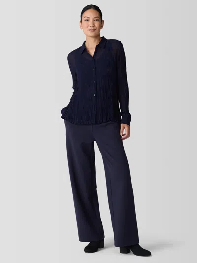 Eileen Fisher Washable Flex Ponte Wide Trouser Pant In Blue