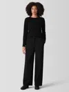 Eileen Fisher Melange Boiled Wool Jersey Wide-leg Pant In Regenerative Wool In Black