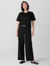 Eileen Fisher Melange Boiled Wool Jersey Wide-leg Pant In Regenerative Wool In Black