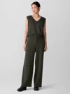 Eileen Fisher Washable Flex Ponte Wide Trouser Pant In Green