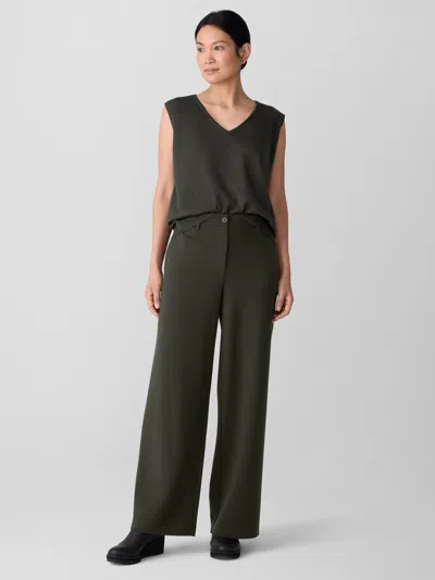 Eileen Fisher Washable Flex Ponte Wide Trouser Pant In Green