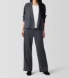 EILEEN FISHER WASHABLE FLEX WIDE TROUSER PANT IN EBONY