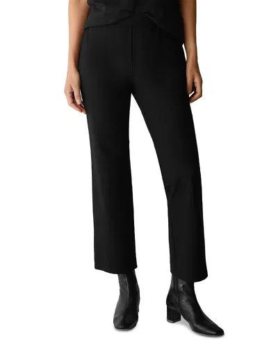 Eileen Fisher Washable Stretch Crepe Ankle Kick Flare Pants In Black